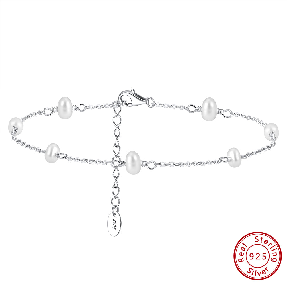 Natural Freshwater Pearls 14K Gold Plated 925 Sterling Silver Baroque Bead Anklet