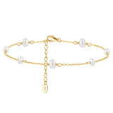 Natural Freshwater Pearls 14K Gold Plated 925 Sterling Silver Baroque Bead Anklet