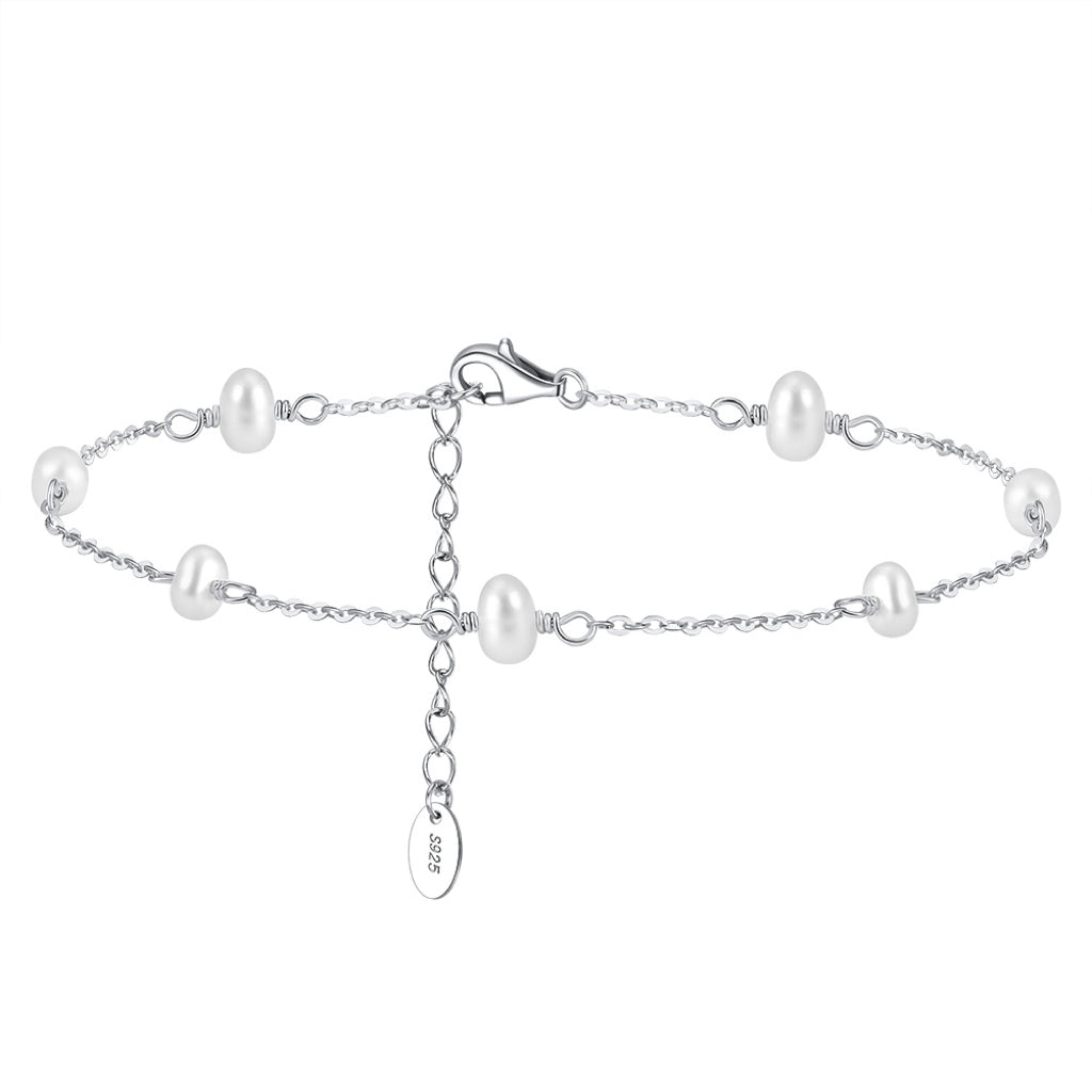 Natural Freshwater Pearls 14K Gold Plated 925 Sterling Silver Baroque Bead Anklet