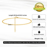 14K Gold Plated 925 Sterling Silver Anklet