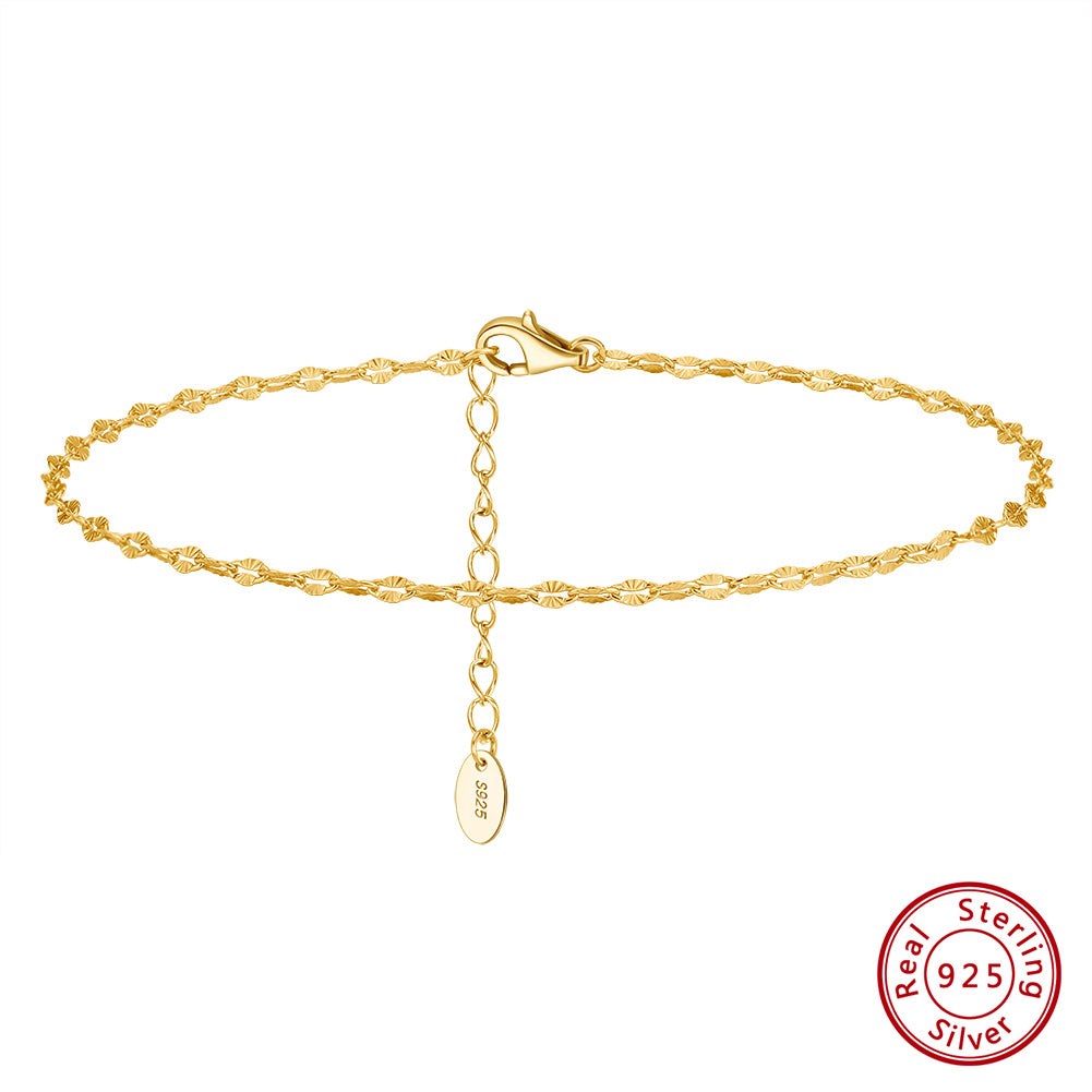 14K Gold Plated 925 Sterling Silver Anklet