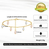 Natural freshwater Pearls 14K Gold Plated 925 Sterling Silver Orange Millet Bead Anklet