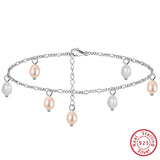 Natural freshwater Pearls 14K Gold Plated 925 Sterling Silver Orange Millet Bead Anklet