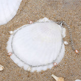 Natural freshwater Pearls 14K Gold Plated 925 Sterling Silver Orange Millet Bead Anklet
