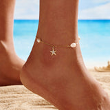 Freshwater Pearl 925 Sterling Silver 14K Gold Plated Starfish Anklet