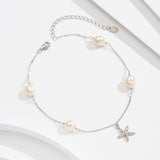 Freshwater Pearl 925 Sterling Silver 14K Gold Plated Starfish Anklet