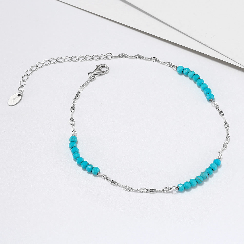 Turquoise 14K Gold Plated 925 Sterling Silver Anklet