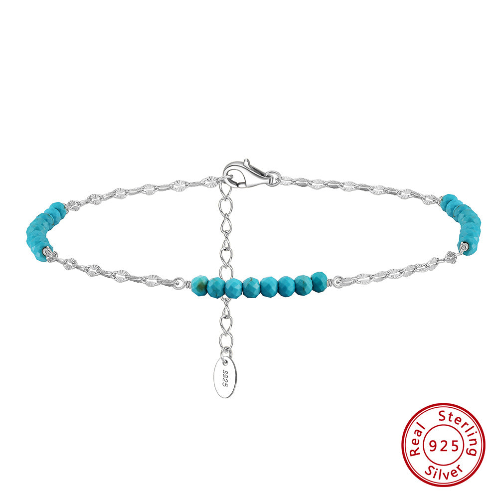 Turquoise 14K Gold Plated 925 Sterling Silver Anklet