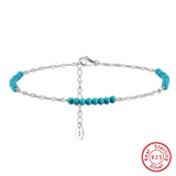 Turquoise 14K Gold Plated 925 Sterling Silver Anklet