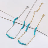 Turquoise 14K Gold Plated 925 Sterling Silver Anklet