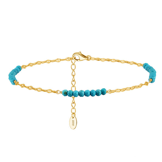 Turquoise 14K Gold Plated 925 Sterling Silver Anklet