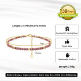 14K Gold Plated 925 Sterling Silver Purple Mica Double Anklet
