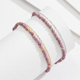14K Gold Plated 925 Sterling Silver Purple Mica Double Anklet