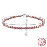 14K Gold Plated 925 Sterling Silver Purple Mica Double Anklet