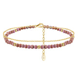 14K Gold Plated 925 Sterling Silver Purple Mica Double Anklet