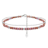 14K Gold Plated 925 Sterling Silver Purple Mica Double Anklet