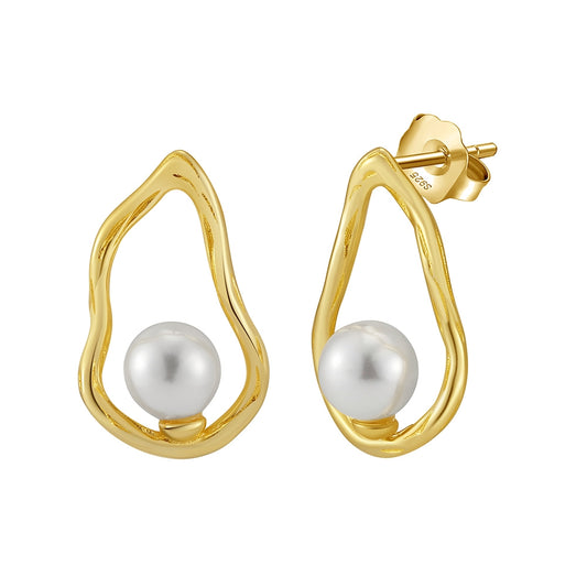 Freshwater Pearl Hoop Sloane Dangling Earrings