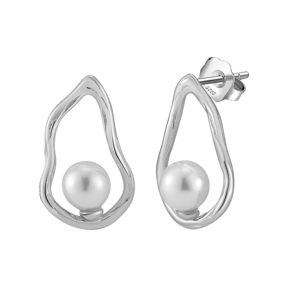 Freshwater Pearl Hoop Sloane Dangling Earrings