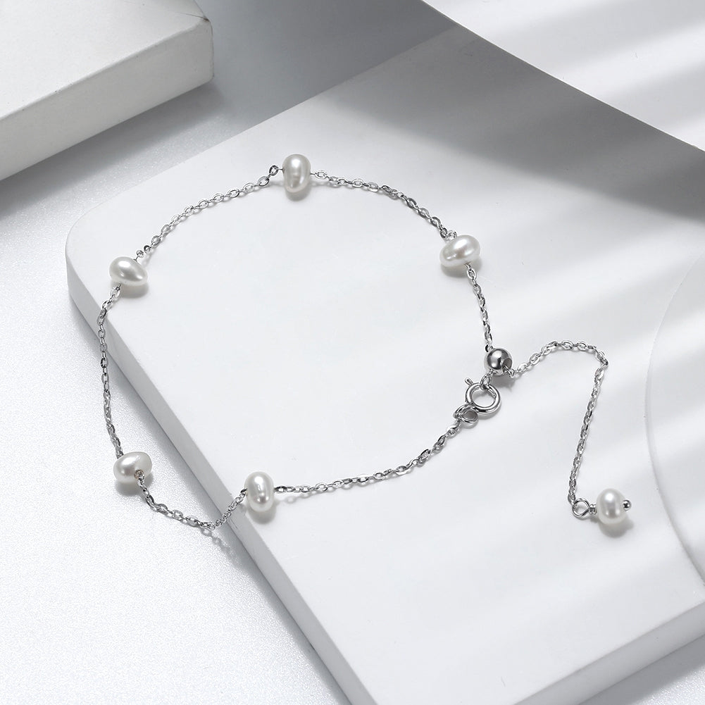 Cultured Freashwater Pearl 14K Gold Plated Irregular 925 Sterling Silver 4MM Baroque Bracelet