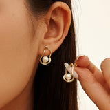 Freshwater Pearl Hoop Sloane Dangling Earrings
