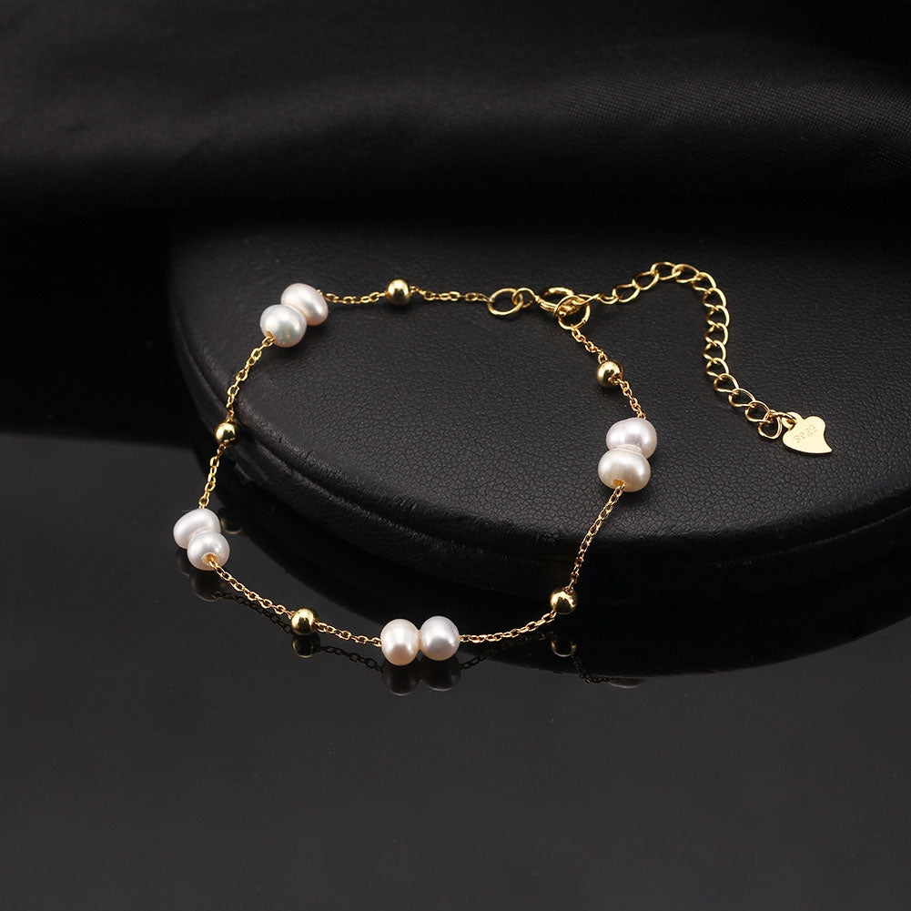 Cultured Freshwater Pearl Irregular 925 Sterling Silver Gypsophila Bracelet