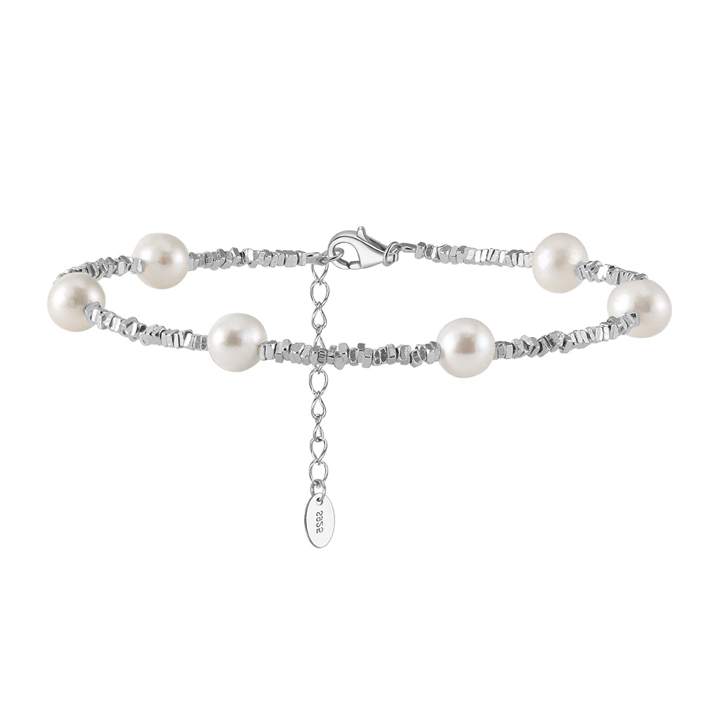 Cultured Freshwater Pearl Irregular 925 Silver Vintage Bracelet