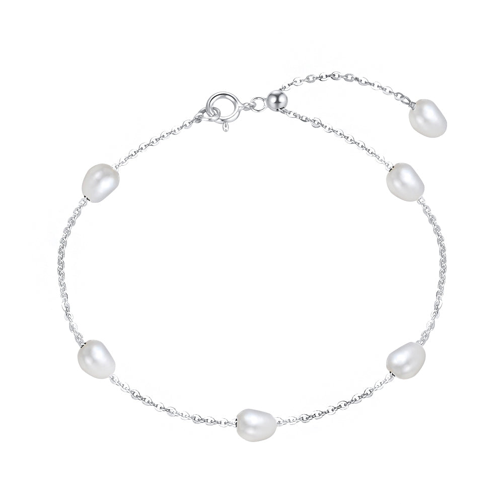 Cultured Freashwater Pearl 14K Gold Plated Irregular 925 Sterling Silver 4MM Baroque Bracelet