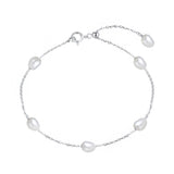 Cultured Freashwater Pearl 14K Gold Plated Irregular 925 Sterling Silver 4MM Baroque Bracelet