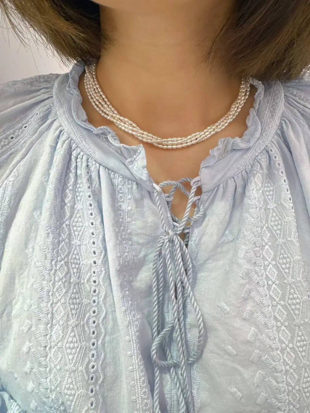 Collar de perlas naturales de agua dulce para bebés