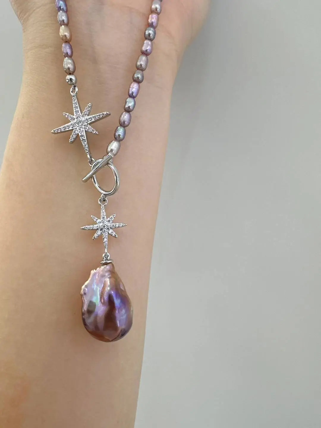 Perla natural con collar de plata 925