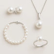 Freshwater Pearl Necklaces Set for Women Includes White Silver Pearl Bracelet and Pearl Diamond Stud Earrings Jewelry Set for Women Men Mother Wife Girlfriend Birthday Wedding Christmas Gifts