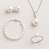 Freshwater Pearl Necklaces Set for Women Includes White Silver Pearl Bracelet and Pearl Diamond Stud Earrings Jewelry Set for Women Men Mother Wife Girlfriend Birthday Wedding Christmas Gifts