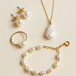 Women's pearl jewelry set, including earrings ring and necklace, pearl necklaces for women，suitable for all seasons, as a bride and bridesmaid gifts
