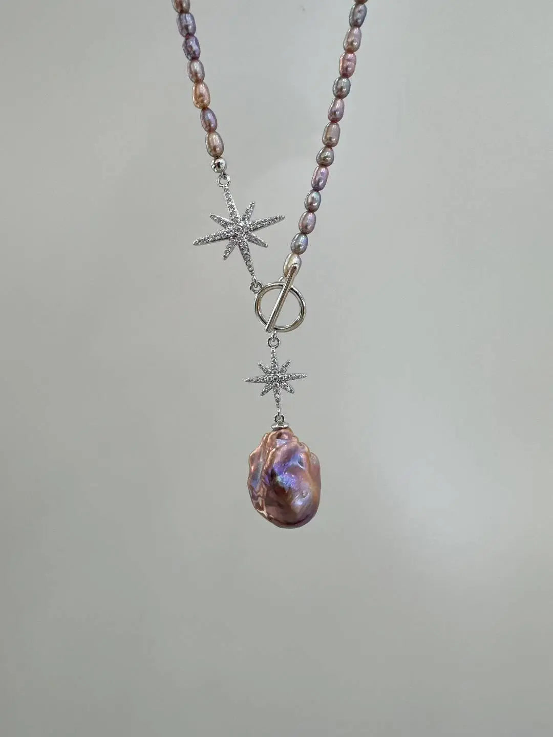 Perla natural con collar de plata 925
