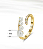 Cultured Freashwater Pear 14K Gold Plated 925 Sterling Silver Adjustable Ring