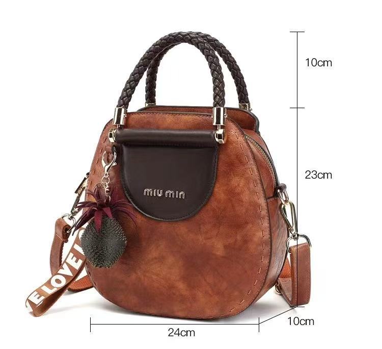 Genuine Leather Vintage Woven Handbag Women's 2025 New Casual All-match Crossbody Bag Fashion Texted Shoulder Bag