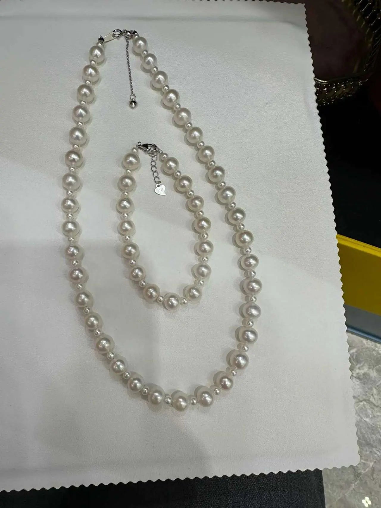 The most cost-effective set of freshwater pearl 8.5mm necklaces and bracelet with s925 silver
