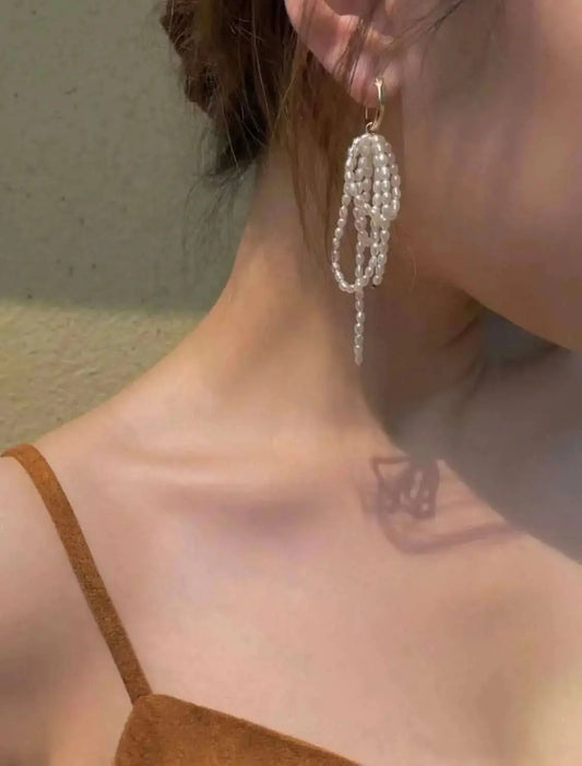 Natural Pearl Fringe Earrings TWINKLE QUEEN