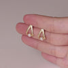 Cultured Freashwater Pear 14K Gold Plated 925 Sterling Silver Triangle Earrings
