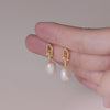 Cultured Freashwater Pear 14K Gold Plated 925 Sterling Silver Horseshoe Chain Baroque Earrings