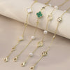 Shell Pearls Malachite 14K Gold Plated 925 Sterling Silver Double Shell Pearl Four-leaf Clover Bracelet