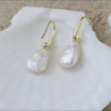 Cultured Freshwater Pearl 925 Sterling Silver 14K Gold Plated Baroque Shaped Earrings