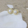 Cultured Freshwater Pearl 925 Sterling Silver 14K Gold Plated Vintage Large Pearl Earrings