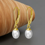 Cultured Freshwater Pearl 14K Gold Plated 925 Sterling Silver French D-shaped Buckle Earrings TQ
