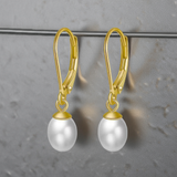 Cultured Freshwater Pearl 14K Gold Plated 925 Sterling Silver French D-shaped Buckle Earrings TQ
